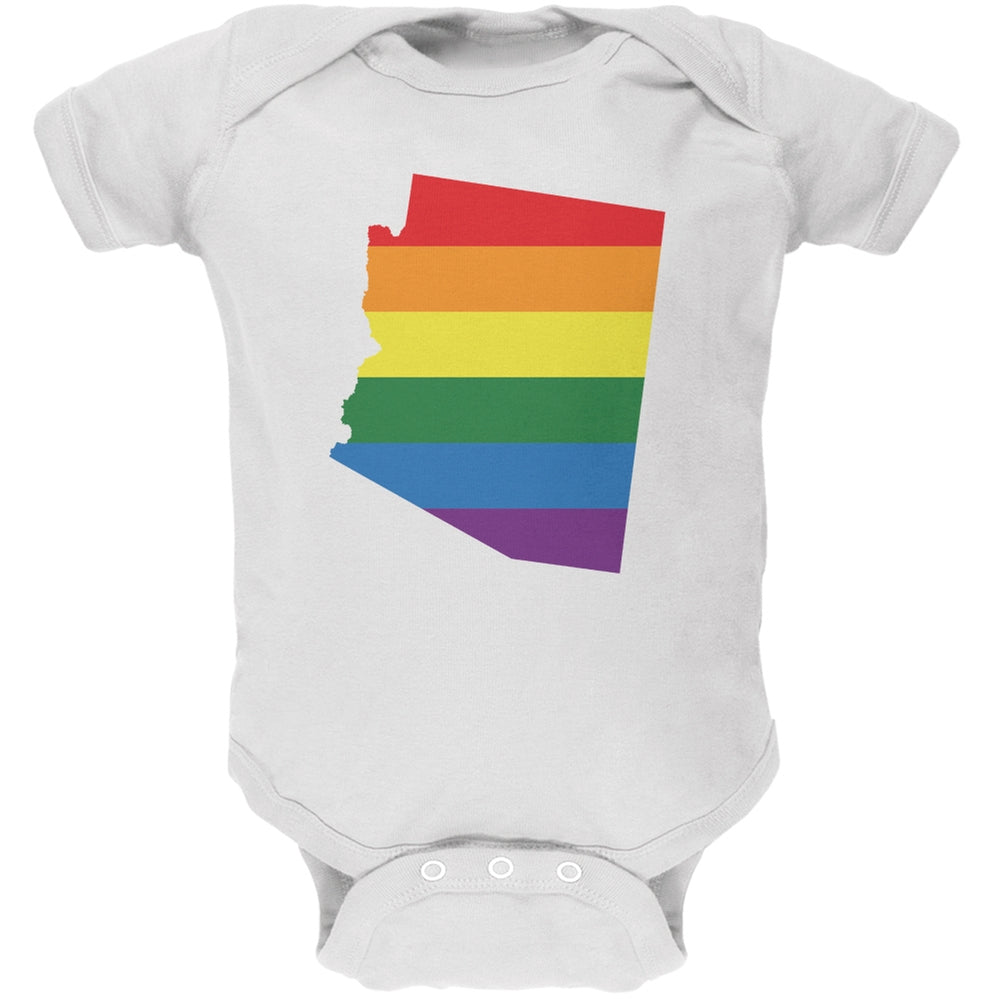 Arizona LGBT Gay Pride Rainbow White Soft Baby One Piece Baby One Piece Old Glory 0-3M White 