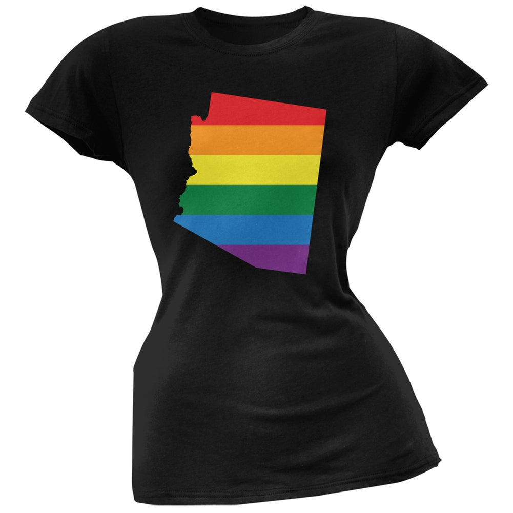 Arizona LGBT Lesbian Pride Rainbow Black Juniors Soft T-Shirt Juniors T-Shirts Old Glory 2XL Black 