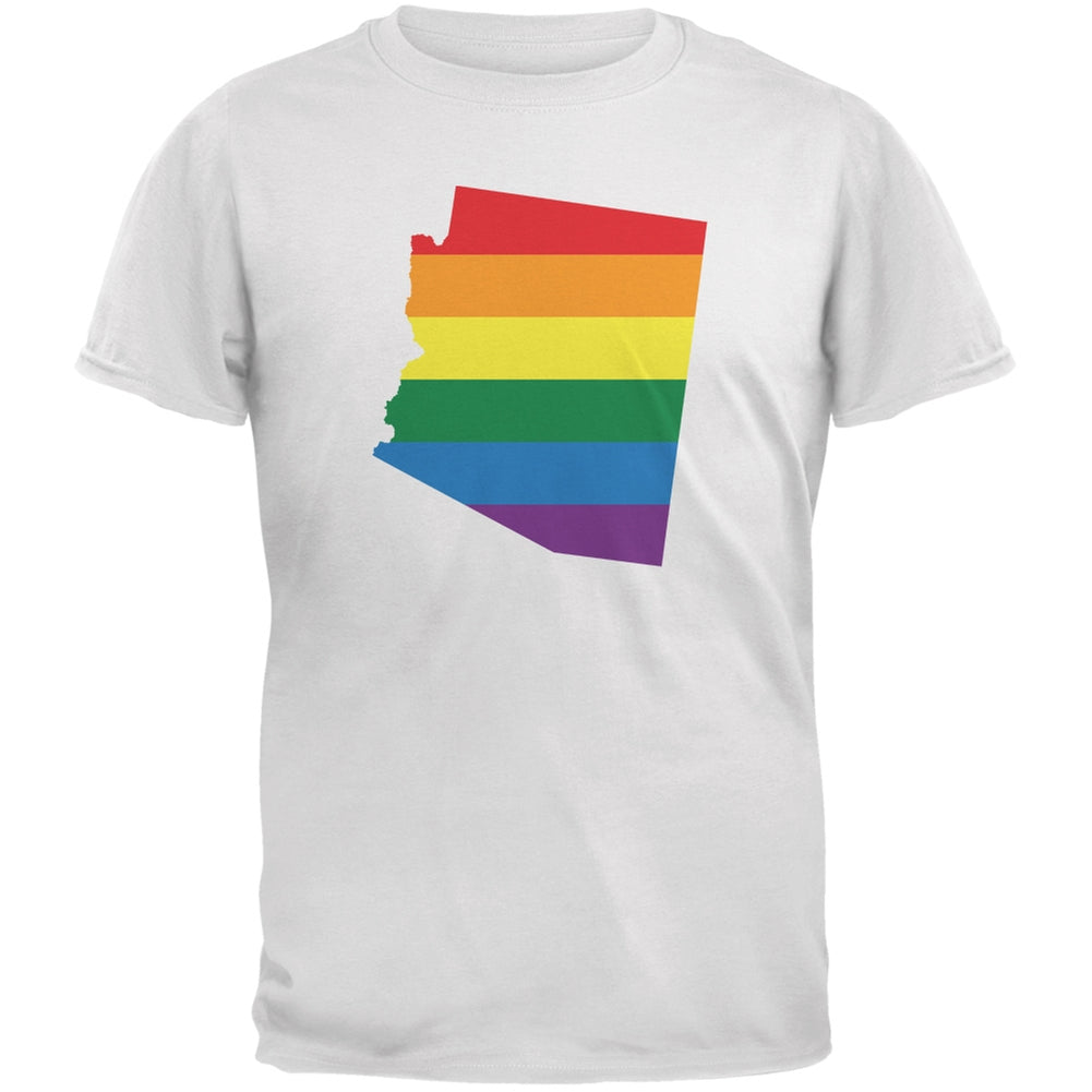 Arizona LGBT Gay Pride Rainbow White Adult T-Shirt Men's T-Shirts Old Glory 2XL White 