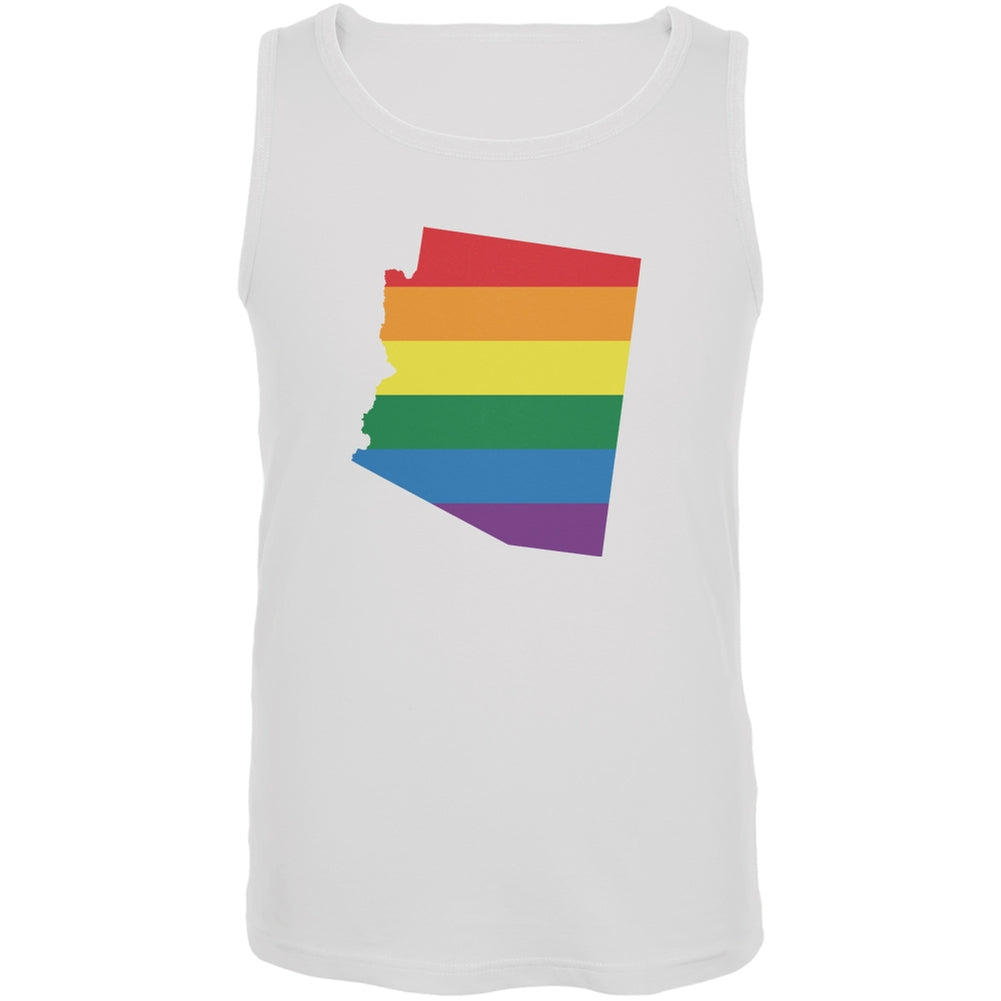 Arizona LGBT Gay Pride Rainbow White Adult Tank Top Men's Tank Tops Old Glory 2XL White 