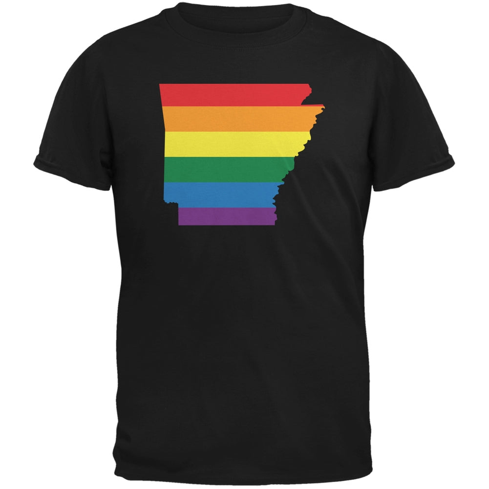 Arkansas LGBT Gay Pride Rainbow Black Adult T-Shirt Men's T-Shirts Old Glory 2XL Black 