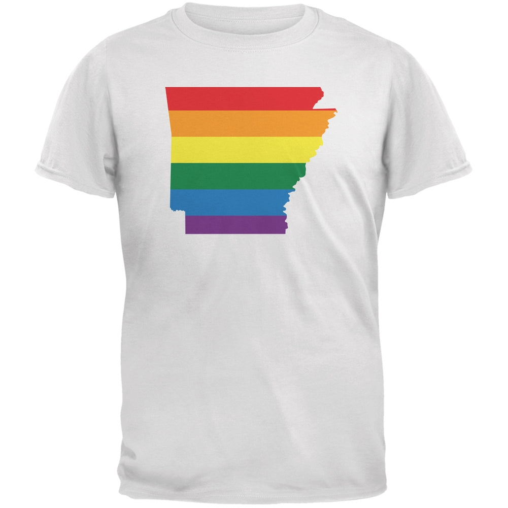 Arkansas LGBT Gay Pride Rainbow White Adult T-Shirt Men's T-Shirts Old Glory 2XL White 