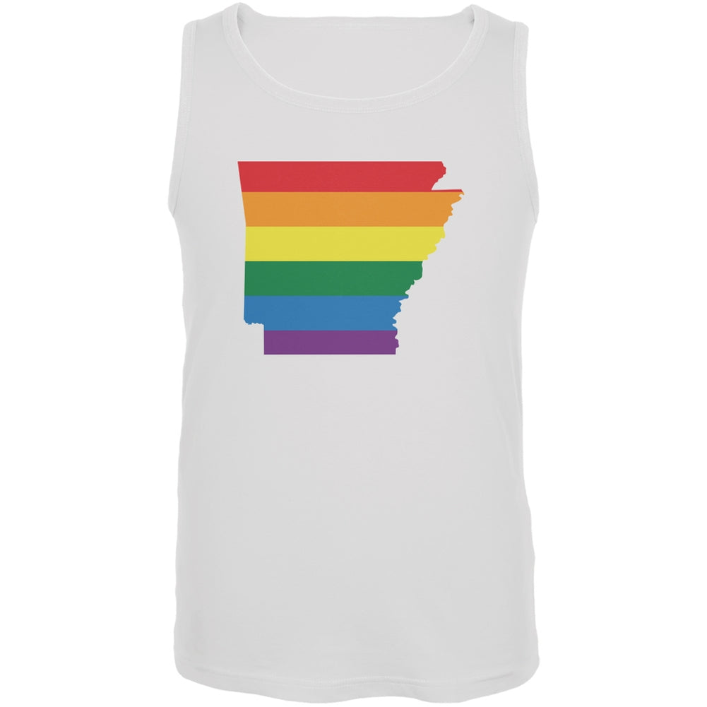 Arkansas LGBT Gay Pride Rainbow White Adult Tank Top Men's Tank Tops Old Glory 2XL White 