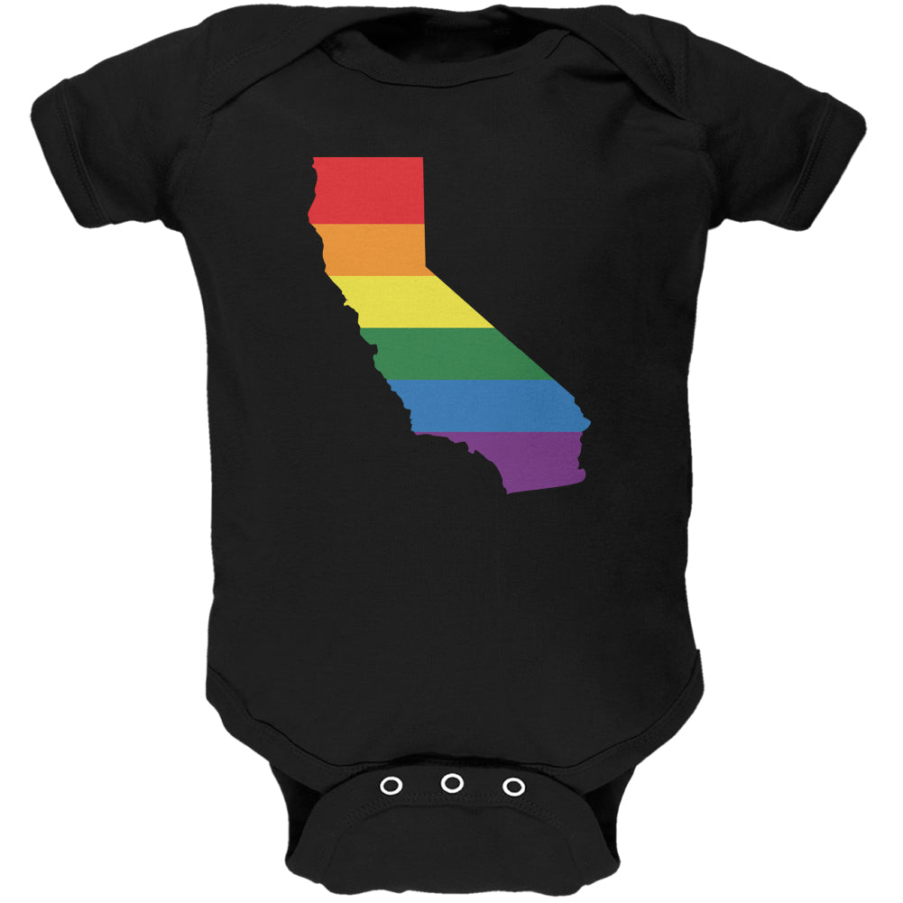 California LGBT Gay Pride Rainbow Black Soft Baby One Piece Baby One Piece LGBT 0-3M Black 