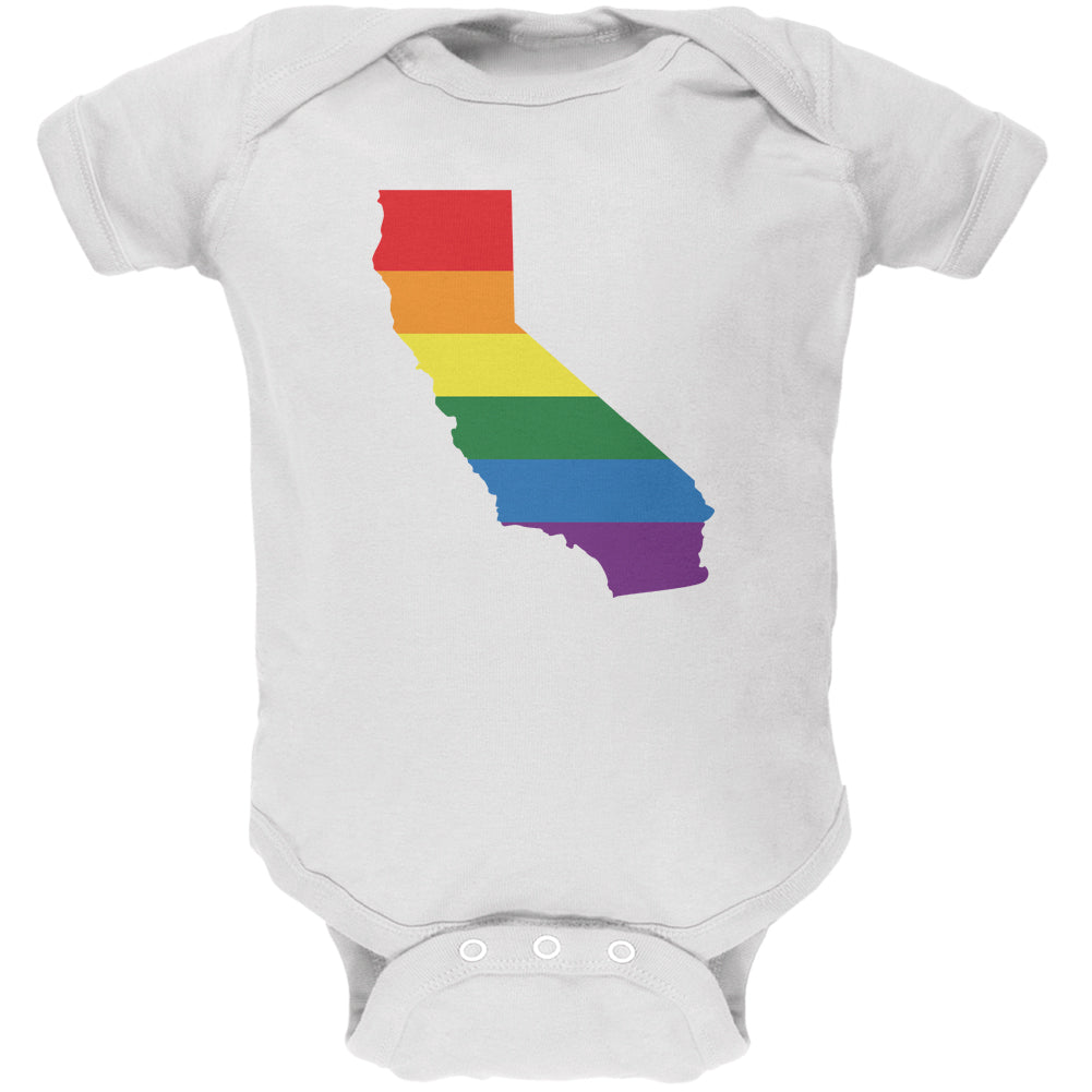 California LGBT Gay Pride Rainbow White Soft Baby One Piece Baby One Piece LGBT 0-3M White 