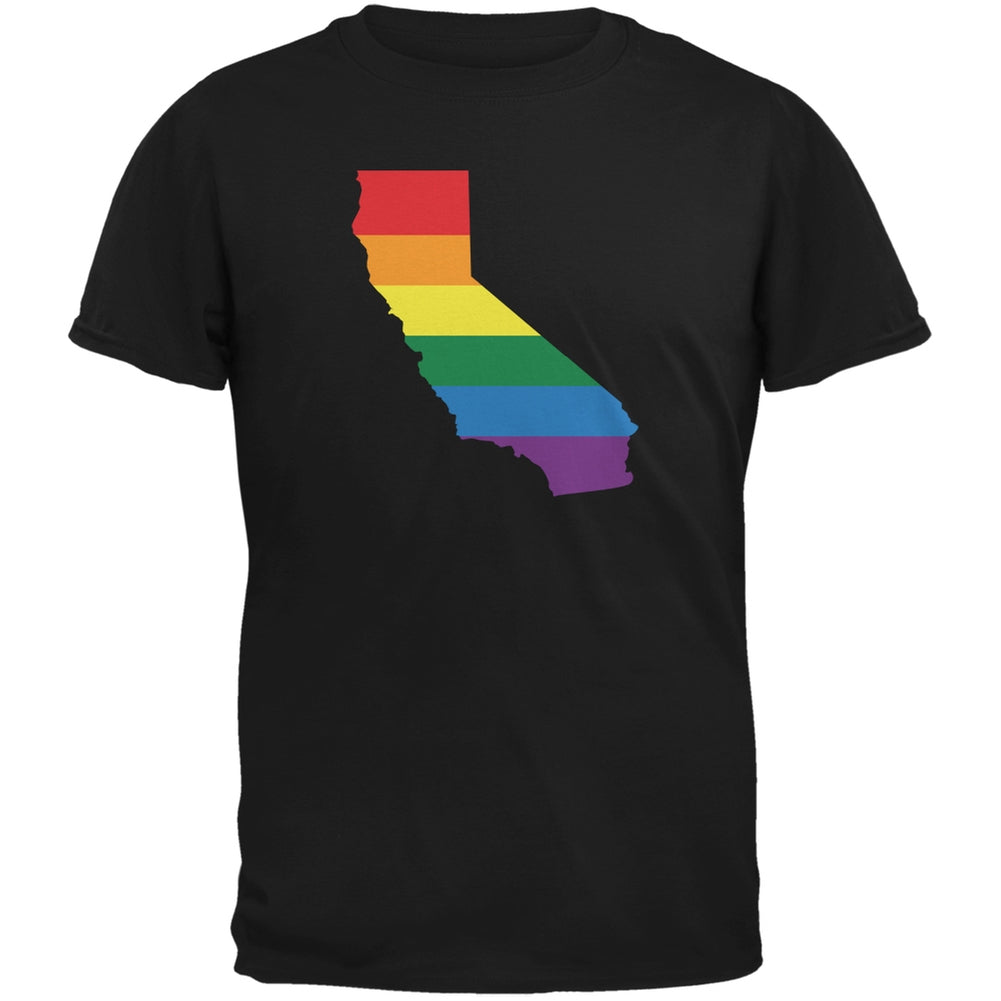 California LGBT Gay Pride Rainbow Black Adult T-Shirt Men's T-Shirts Old Glory 2XL Black 