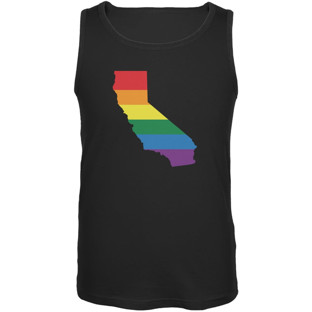 California LGBT Gay Pride Rainbow Black Adult Tank Top Men's Tank Tops Old Glory 2XL Black 