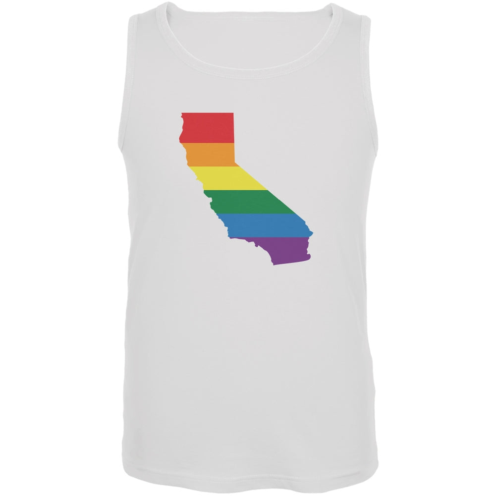 California LGBT Gay Pride Rainbow White Adult Tank Top Men's Tank Tops Old Glory 2XL White 