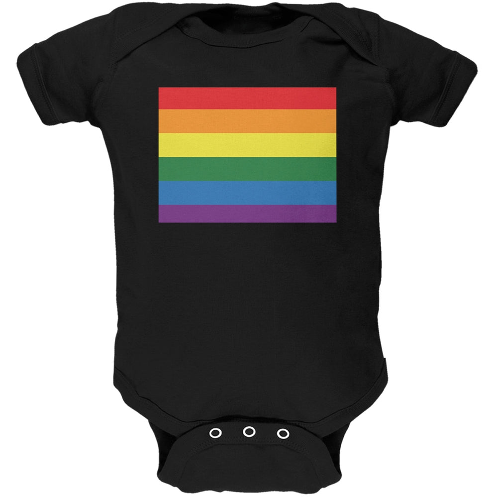 Colorado LGBT Gay Pride Rainbow Black Soft Baby One Piece Baby One Piece Old Glory 0-3M Black 