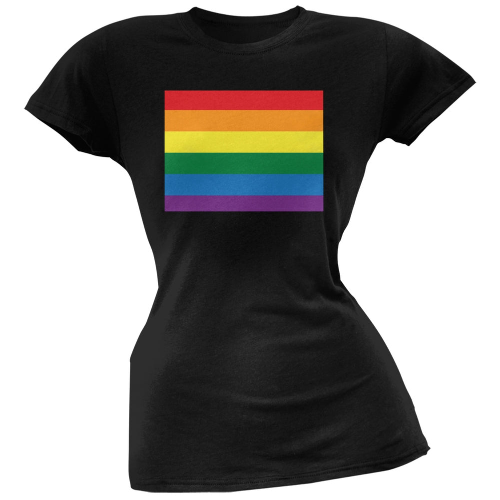 Colorado LGBT Lesbian Pride Rainbow Black Juniors Soft T-Shirt Juniors T-Shirts Old Glory 2XL Black 