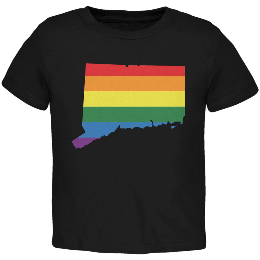 Connecticut LGBT Gay Pride Rainbow Black Toddler T-Shirt Toddler T-Shirts Old Glory 2T Black 