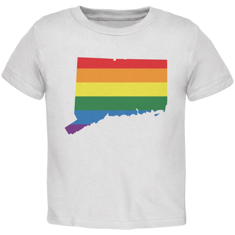 Connecticut LGBT Gay Pride Rainbow White Toddler T-Shirt Toddler T-Shirts Old Glory 2T White 