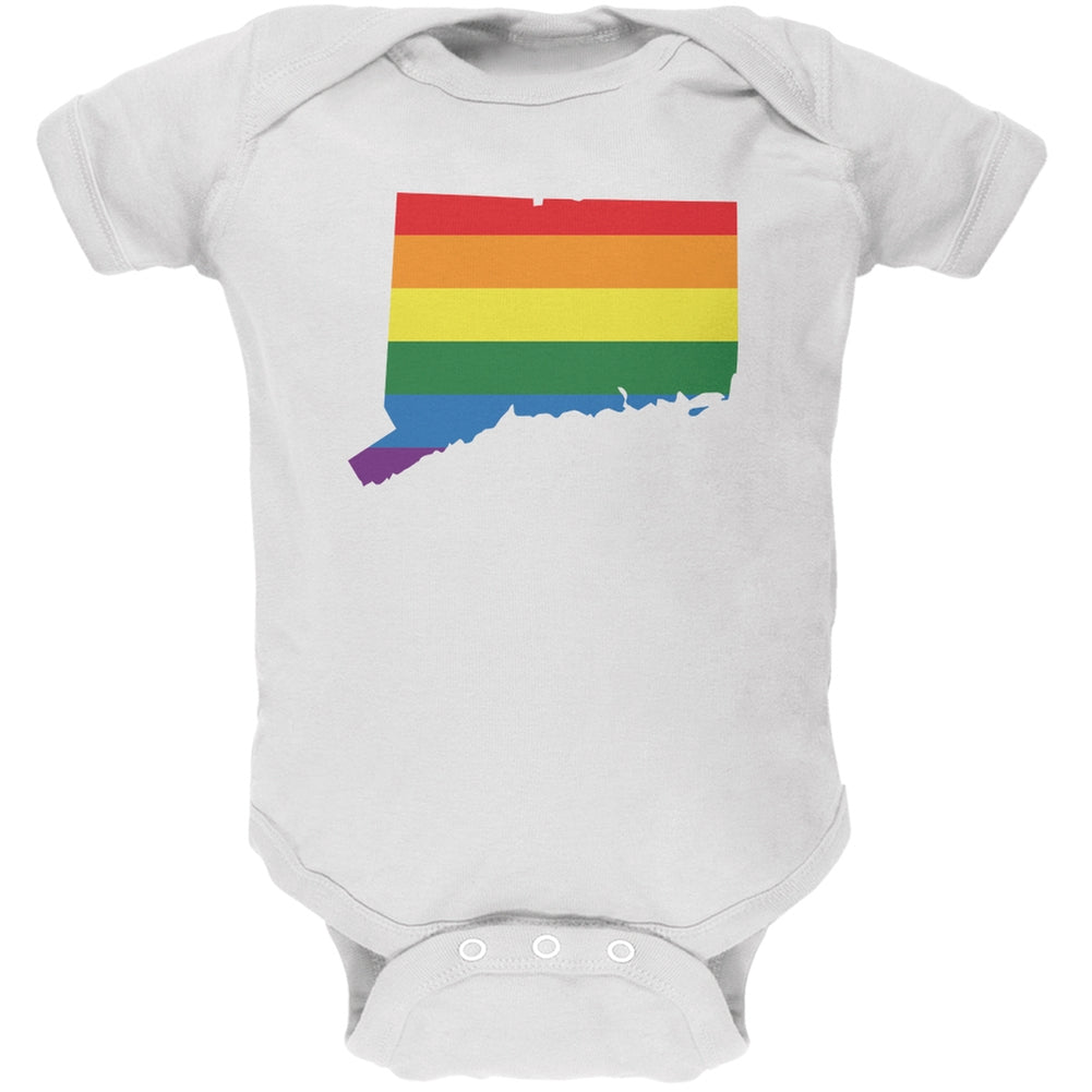 Connecticut LGBT Gay Pride Rainbow White Soft Baby One Piece Baby One Piece Old Glory 0-3M White 