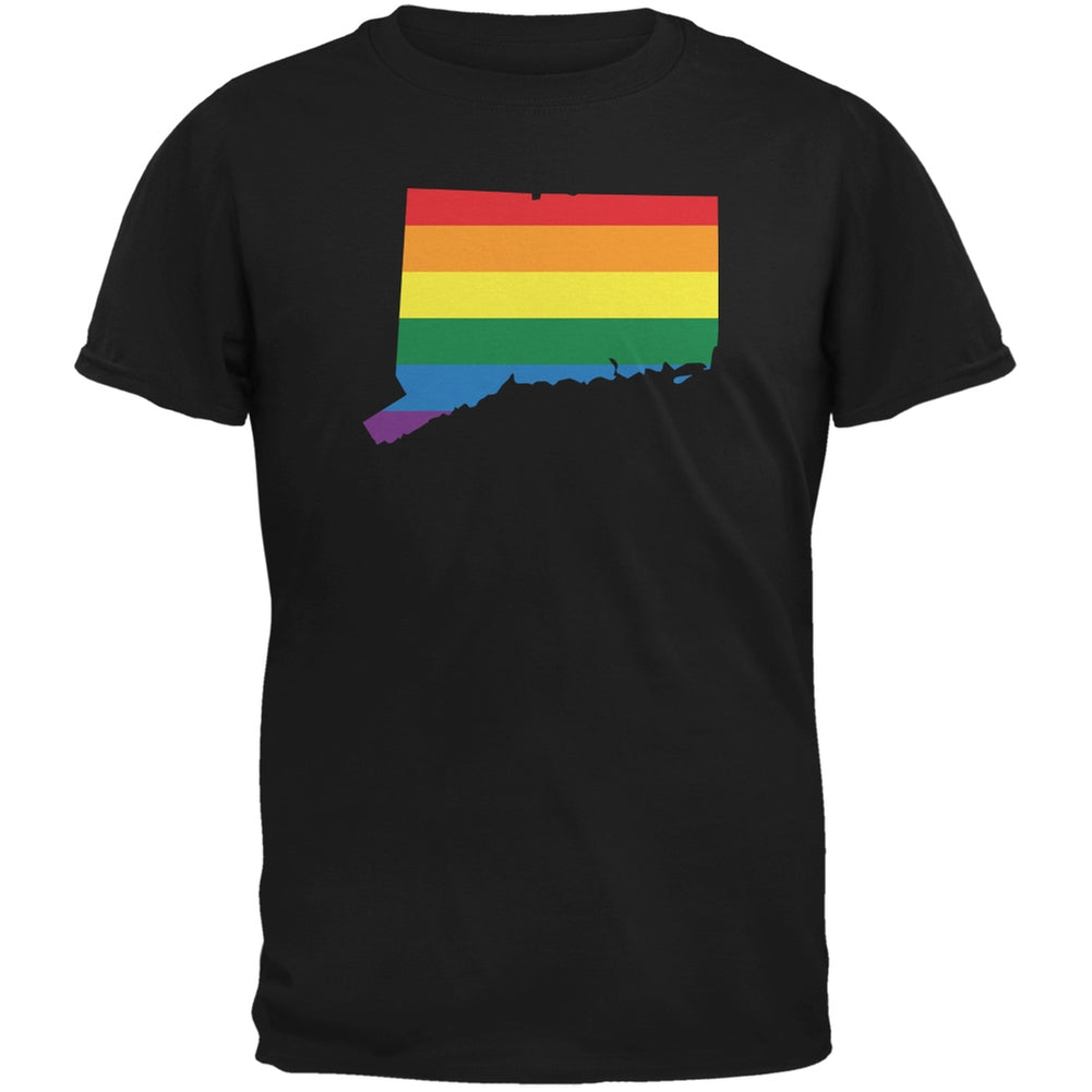 Connecticut LGBT Gay Pride Rainbow Black Adult T-Shirt Men's T-Shirts Old Glory 2XL Black 