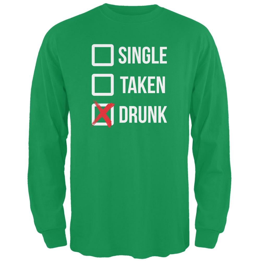 St. Patricks Day - Single Taken Drunk Irish Green Adult Long Sleeve T-Shirt Men's Long Sleeves Old Glory 2XL Green 