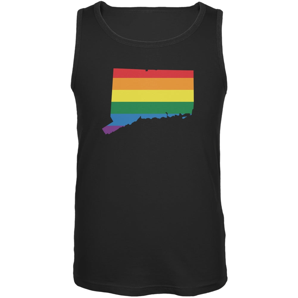 Connecticut LGBT Gay Pride Rainbow Black Adult Tank Top Men's Tank Tops Old Glory 2XL Black 