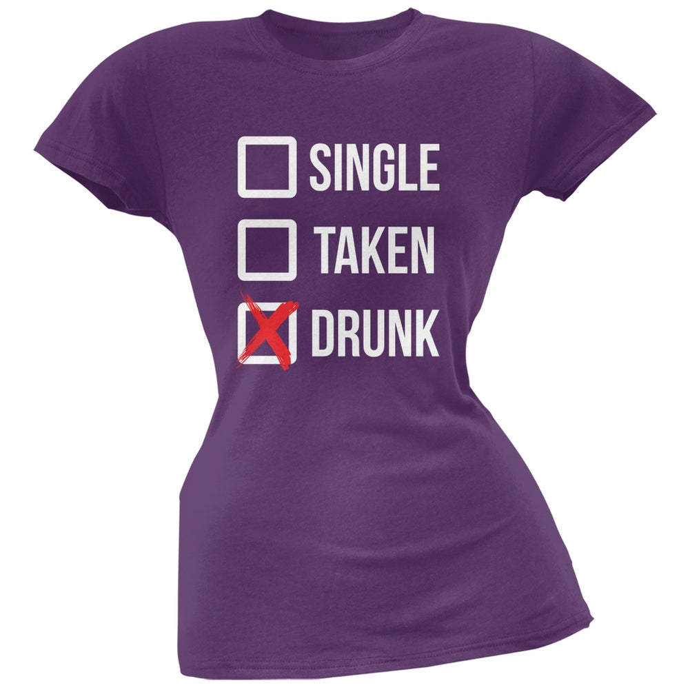 St. Patricks Day - Single Taken Drunk Purple Soft Juniors T-Shirt Juniors T-Shirts Old Glory 2XL Purple 