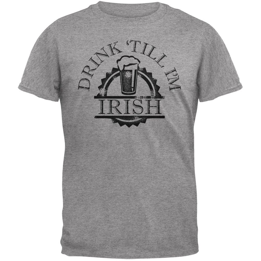 St. Patricks Day - Drink Till Im Irish Heather Grey Adult T-Shirt Men's T-Shirts Old Glory 2XL Grey 