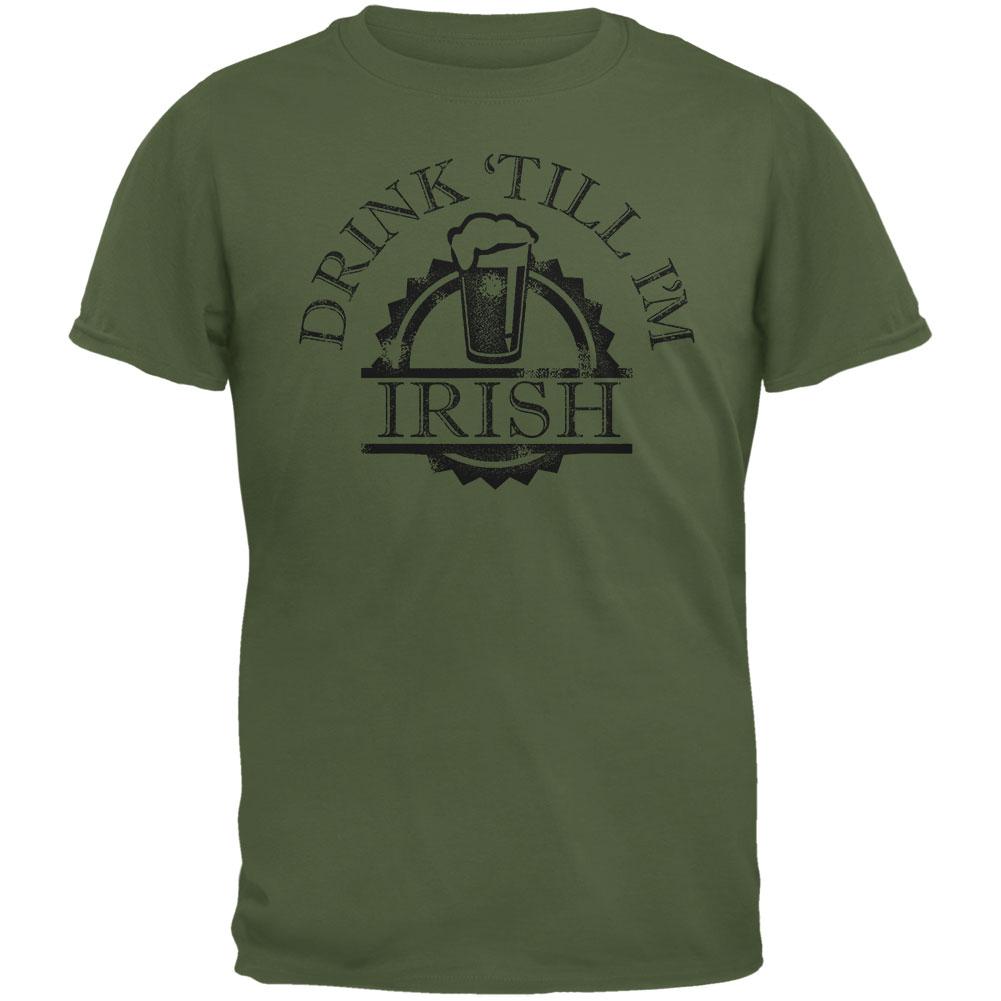 St. Patricks Day - Drink Till Im Irish Military Green Adult T-Shirt Men's T-Shirts Old Glory 2XL Green 