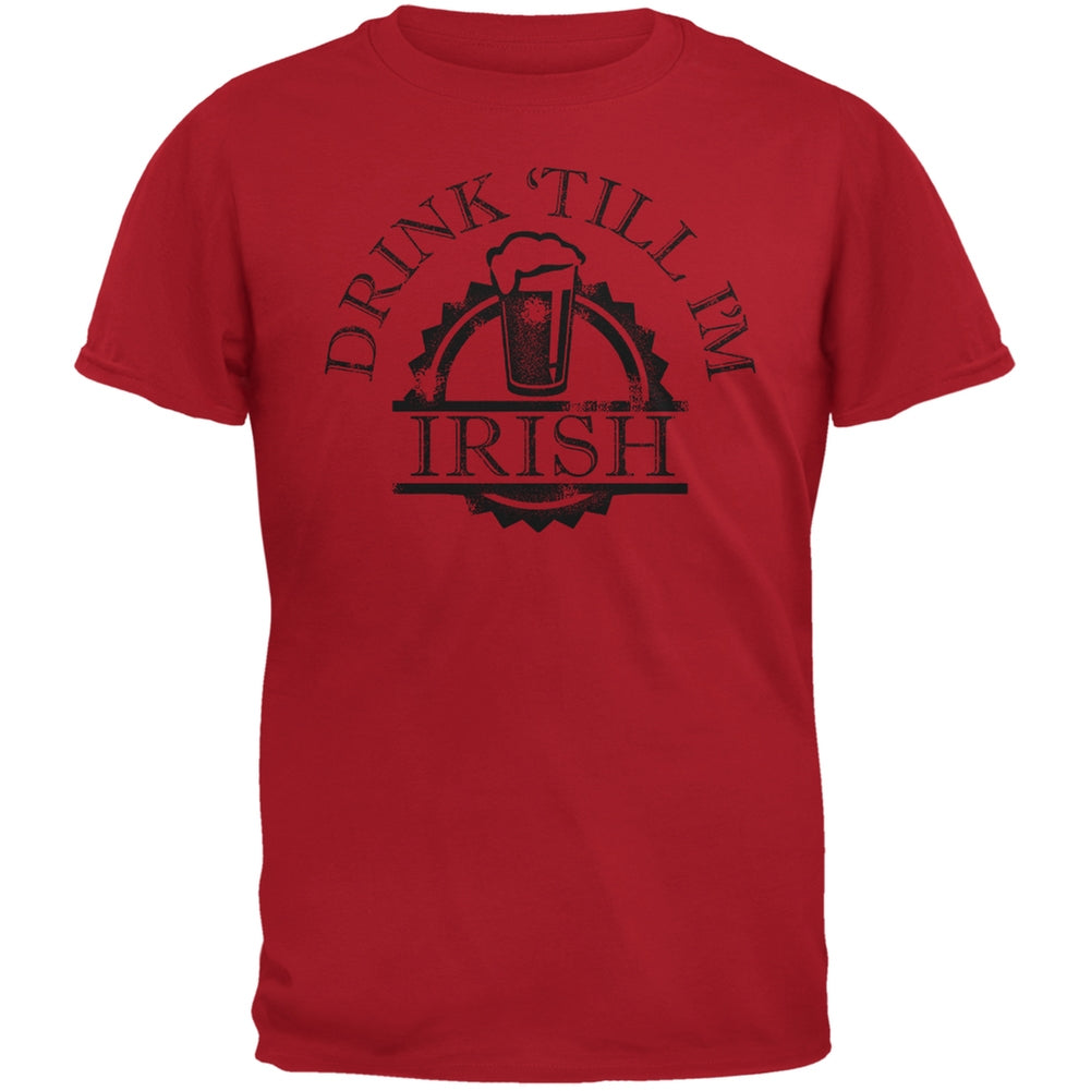 St. Patricks Day - Drink Till Im Irish Red Adult T-Shirt Men's T-Shirts Old Glory 2XL Red 