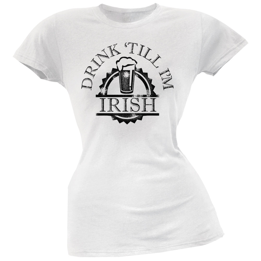 St. Patricks Day - Drink Till Im Irish White Soft Juniors T-Shirt Juniors T-Shirts Old Glory 2XL White 