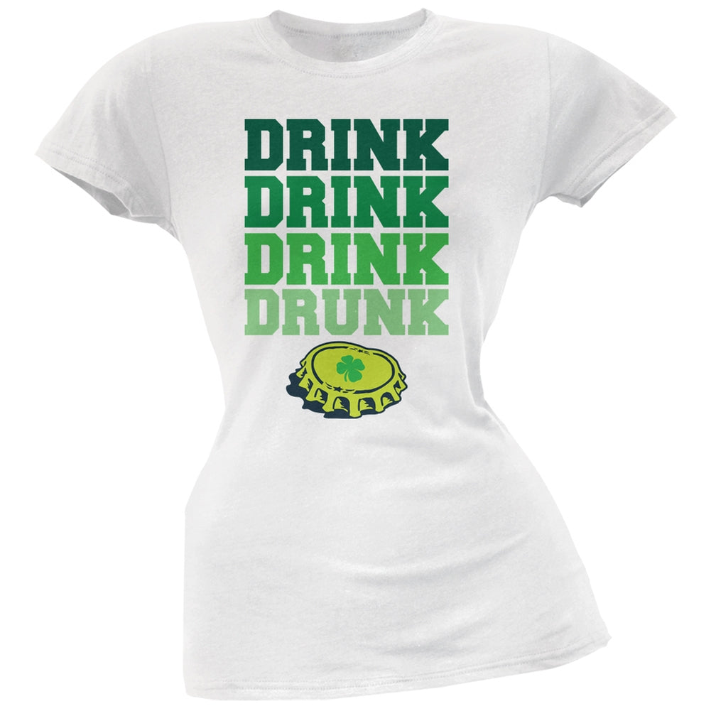 St. Patricks Day - Drink Drink Drunk White Soft Juniors T-Shirt Juniors T-Shirts Old Glory 2XL White 