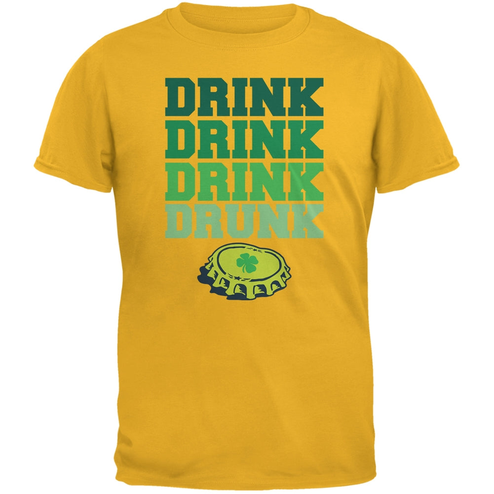 St. Patricks Day - Drink Drink Drunk Gold Adult T-Shirt Men's T-Shirts Old Glory 2XL Yellow 
