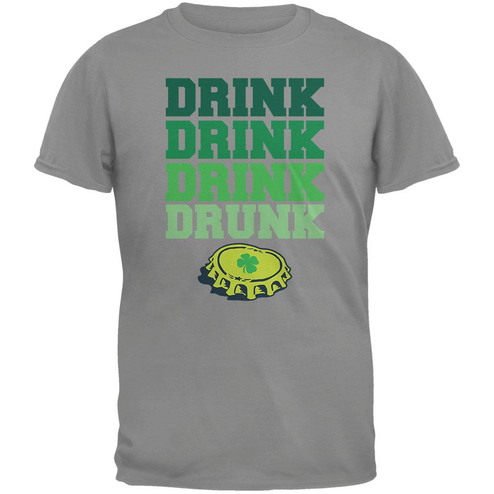 St. Patricks Day - Drink Drink Drunk Storm Grey Adult T-Shirt Men's T-Shirts Old Glory 2XL Grey 