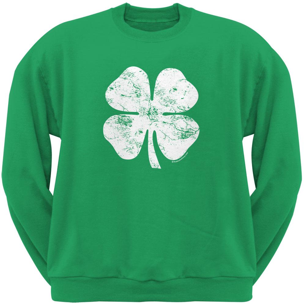 St. Patricks Day - Distressed Shamrock Irish Green Adult Sweatshirt Men's Sweatshirts Old Glory 2XL Green 