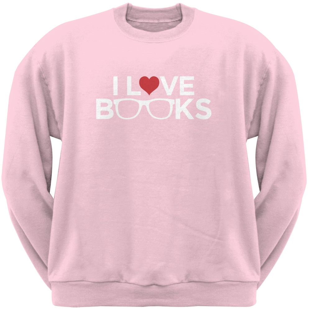 I Love Books Light Pink Adult Sweatshirt Men's Sweatshirts Old Glory SM Pink 