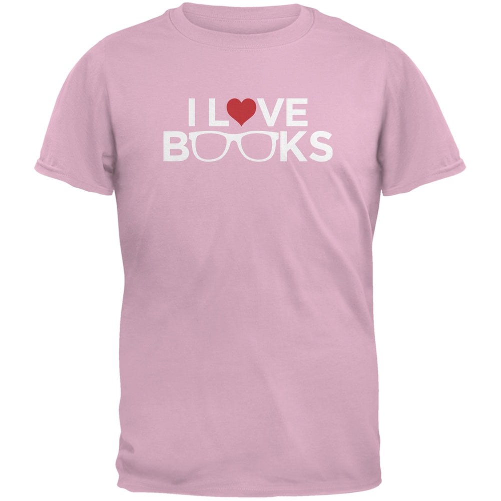 I Love Books Light Pink Adult T-Shirt Men's T-Shirts Books/Novels SM Pink 