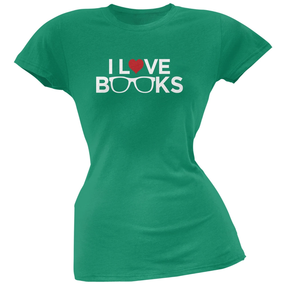 I Love Books Kelly Green Soft Juniors T-Shirt Juniors T-Shirts Books/Novels SM Green 