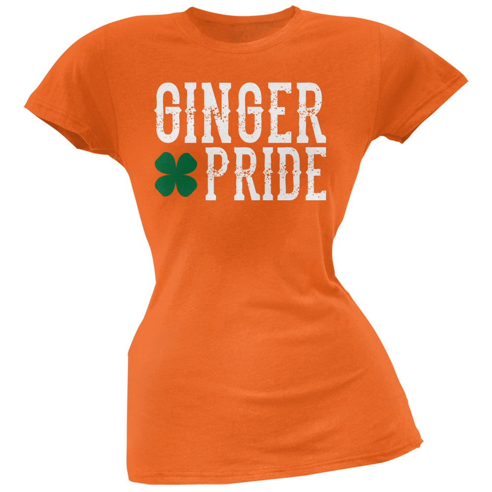 St. Patricks Day - Ginger Pride Orange Juniors Soft T-Shirt Juniors T-Shirts Old Glory   