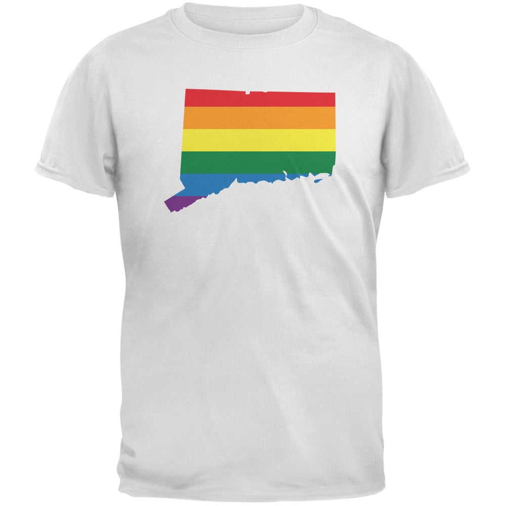 Connecticut LGBT Gay Pride Rainbow White Youth T-Shirt Youth T-Shirts Old Glory LG White 