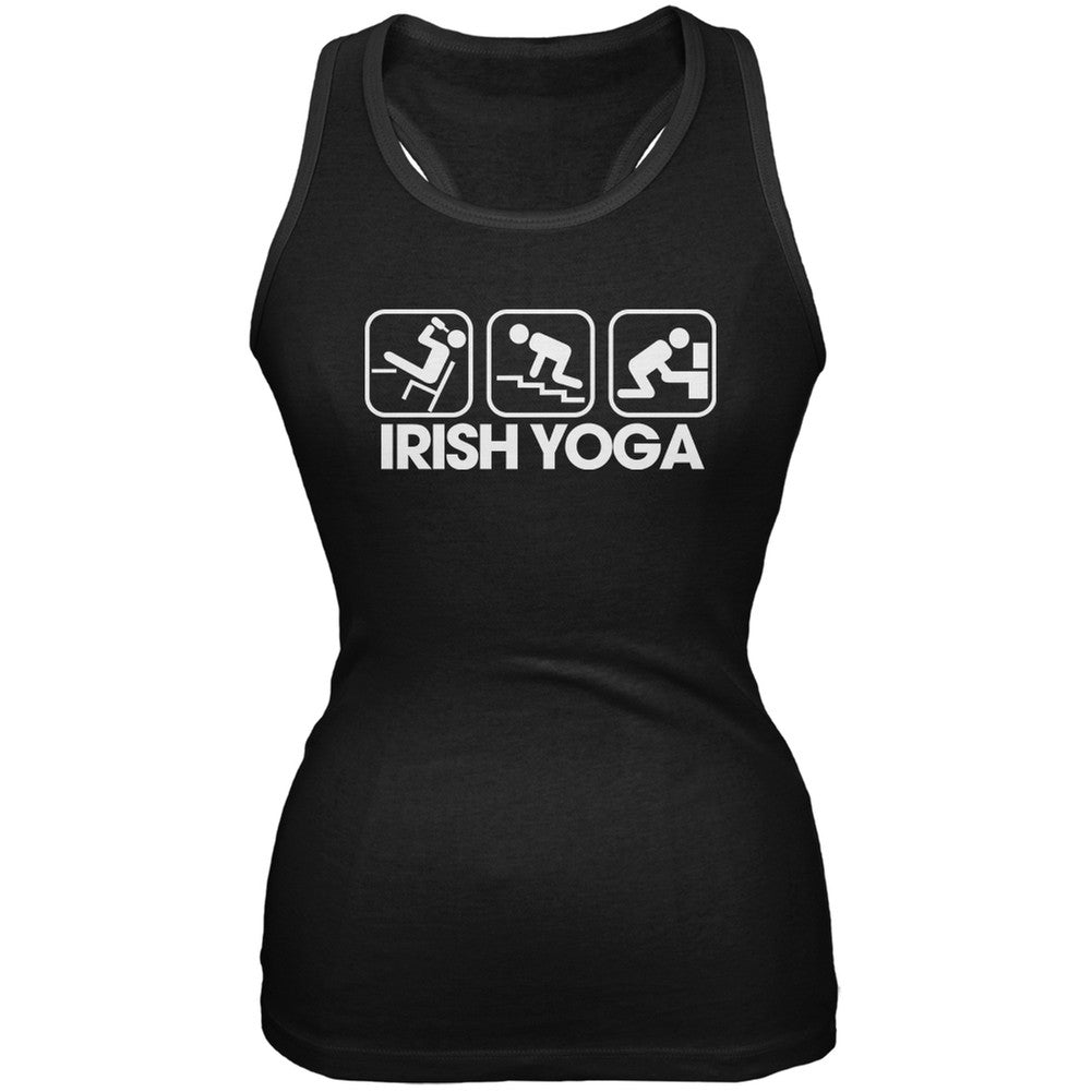 St. Patrick's Day - Irish Yoga Black Soft Juniors Tank Top Juniors Tank Tops Old Glory 2XL Black 