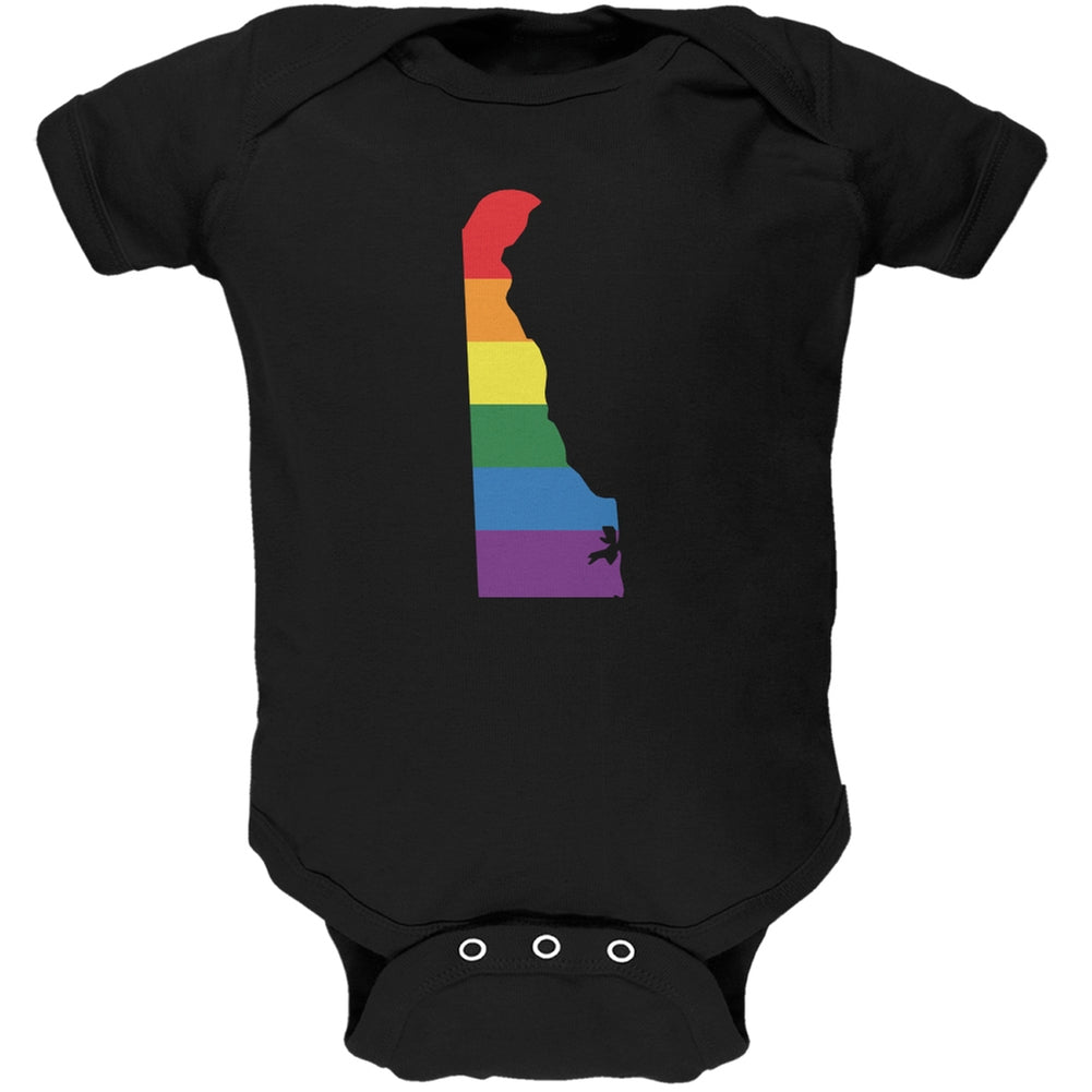 Delaware LGBT Gay Pride Rainbow Black Soft Baby One Piece Baby One Piece Old Glory 0-3M Black 