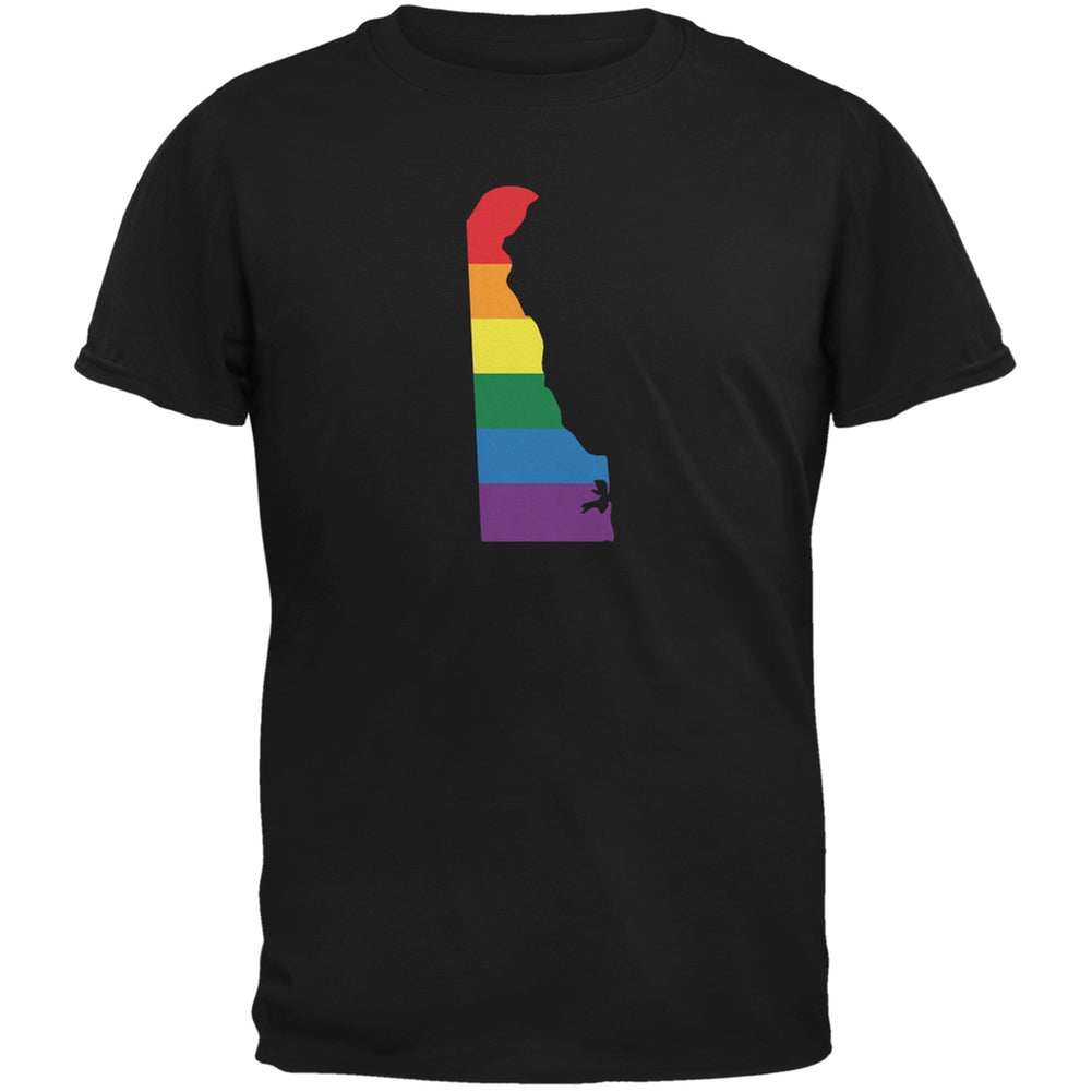 Delaware LGBT Gay Pride Rainbow Black Adult T-Shirt Men's T-Shirts Old Glory 2XL Black 