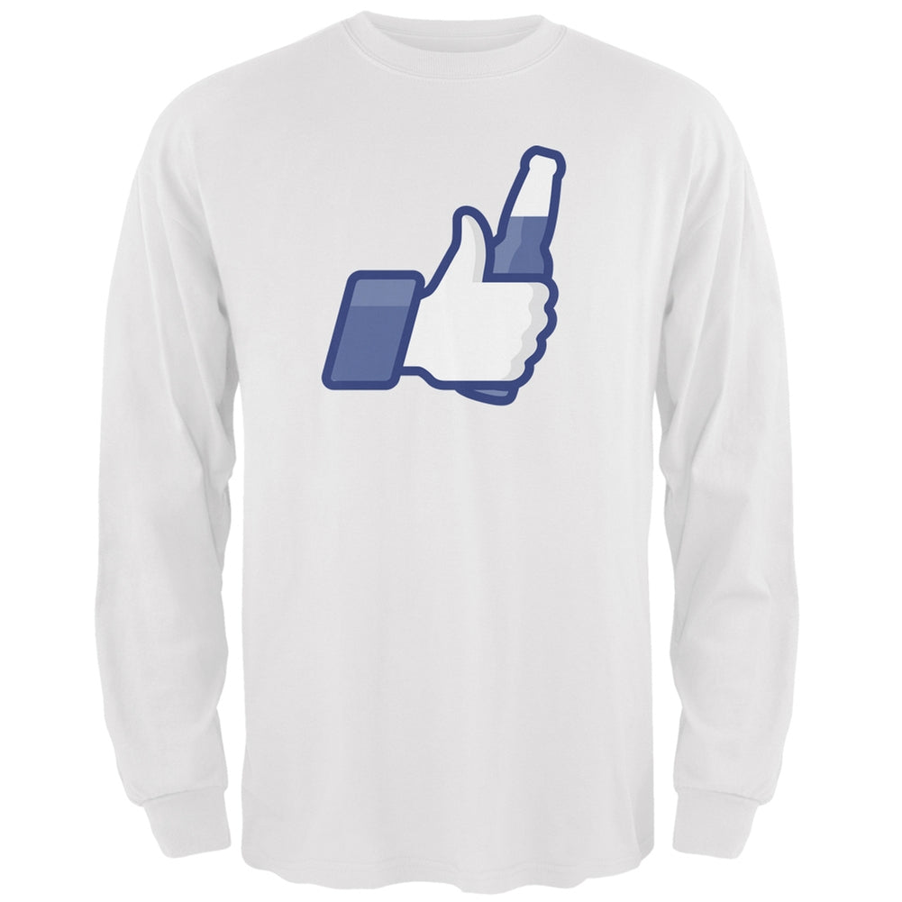 St. Patricks Day - "Like" Beer White Adult Long Sleeve T-Shirt Men's Long Sleeves Old Glory 2XL White 