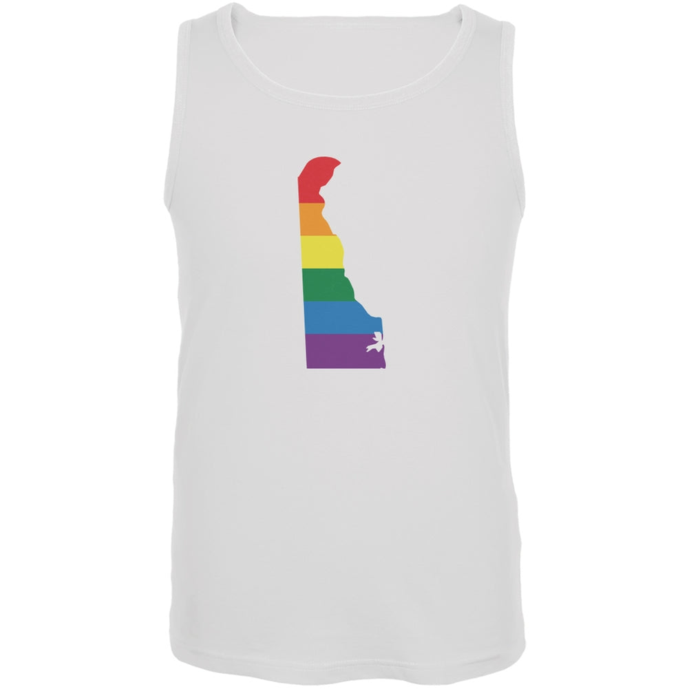 Delaware LGBT Gay Pride Rainbow White Adult Tank Top Men's Tank Tops Old Glory 2XL White 