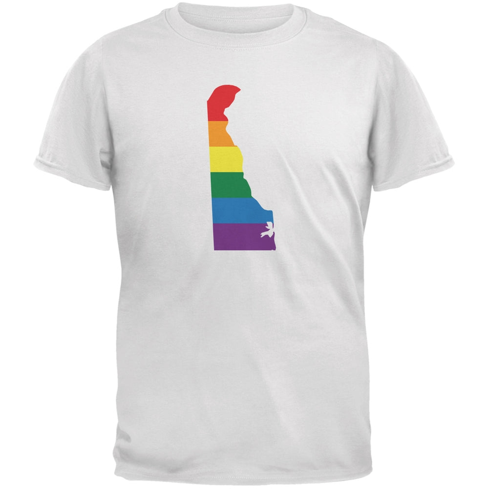 Delaware LGBT Gay Pride Rainbow White Youth T-Shirt Youth T-Shirts Old Glory LG White 