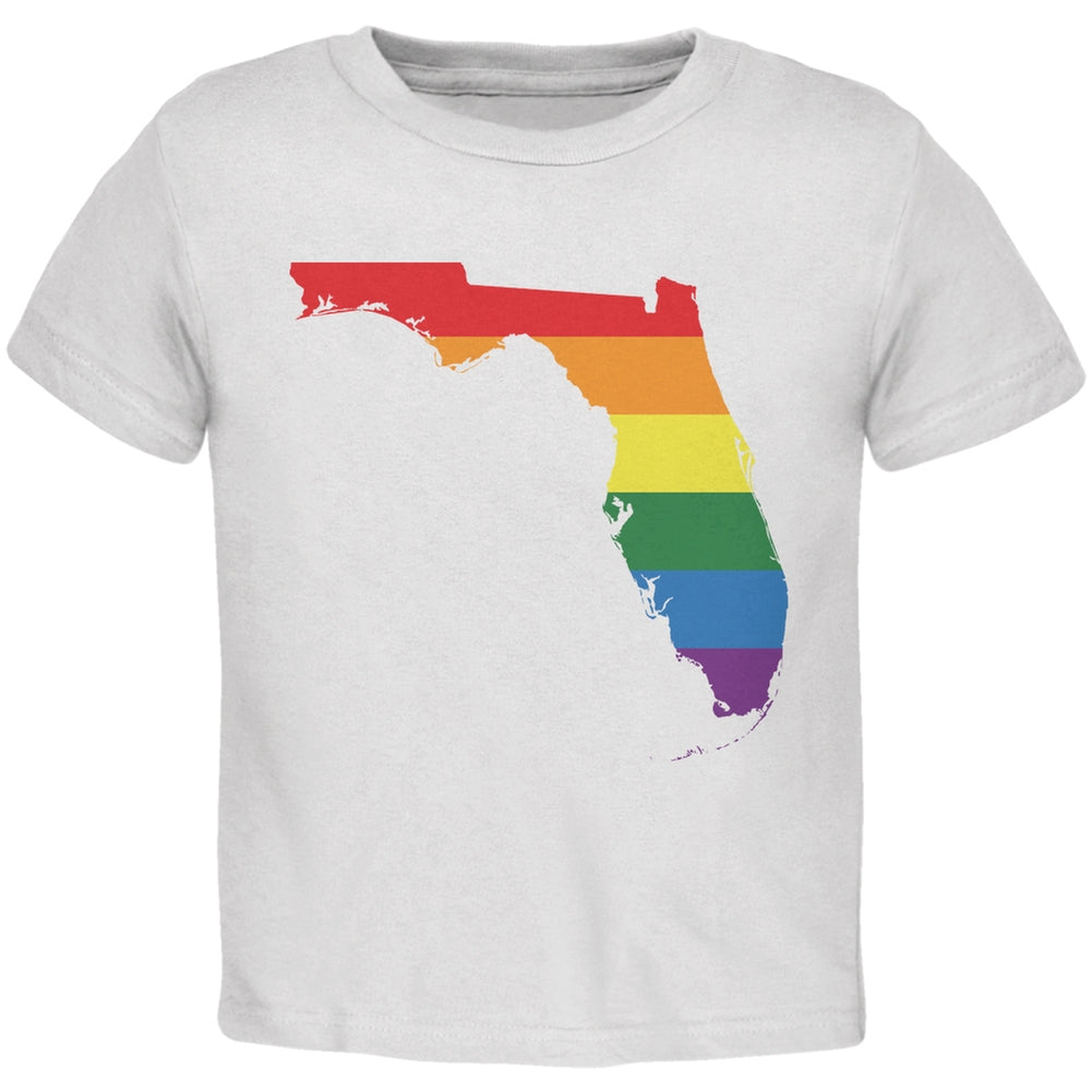 Florida LGBT Gay Pride Rainbow White Toddler T-Shirt Toddler T-Shirts Old Glory 2T White 