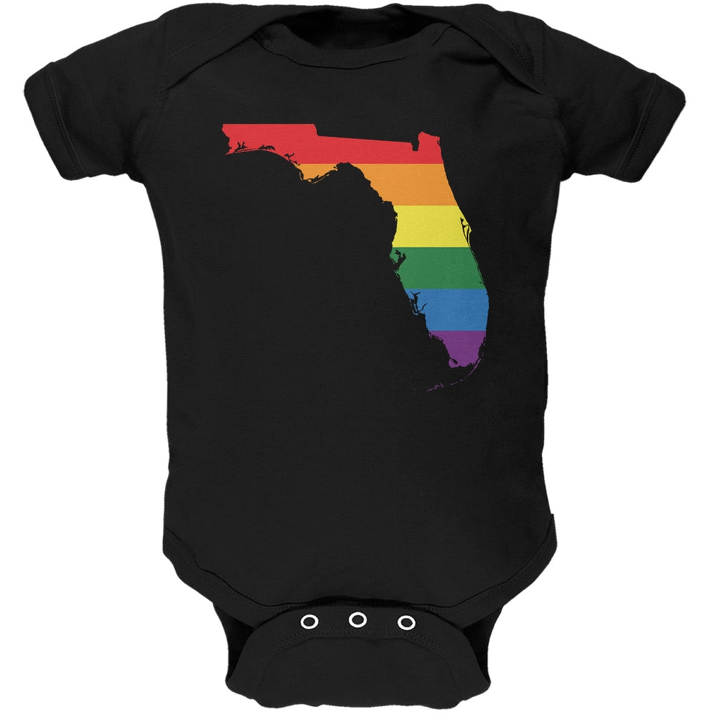 Florida LGBT Gay Pride Rainbow Black Soft Baby One Piece Baby One Piece Old Glory 0-3M Black 