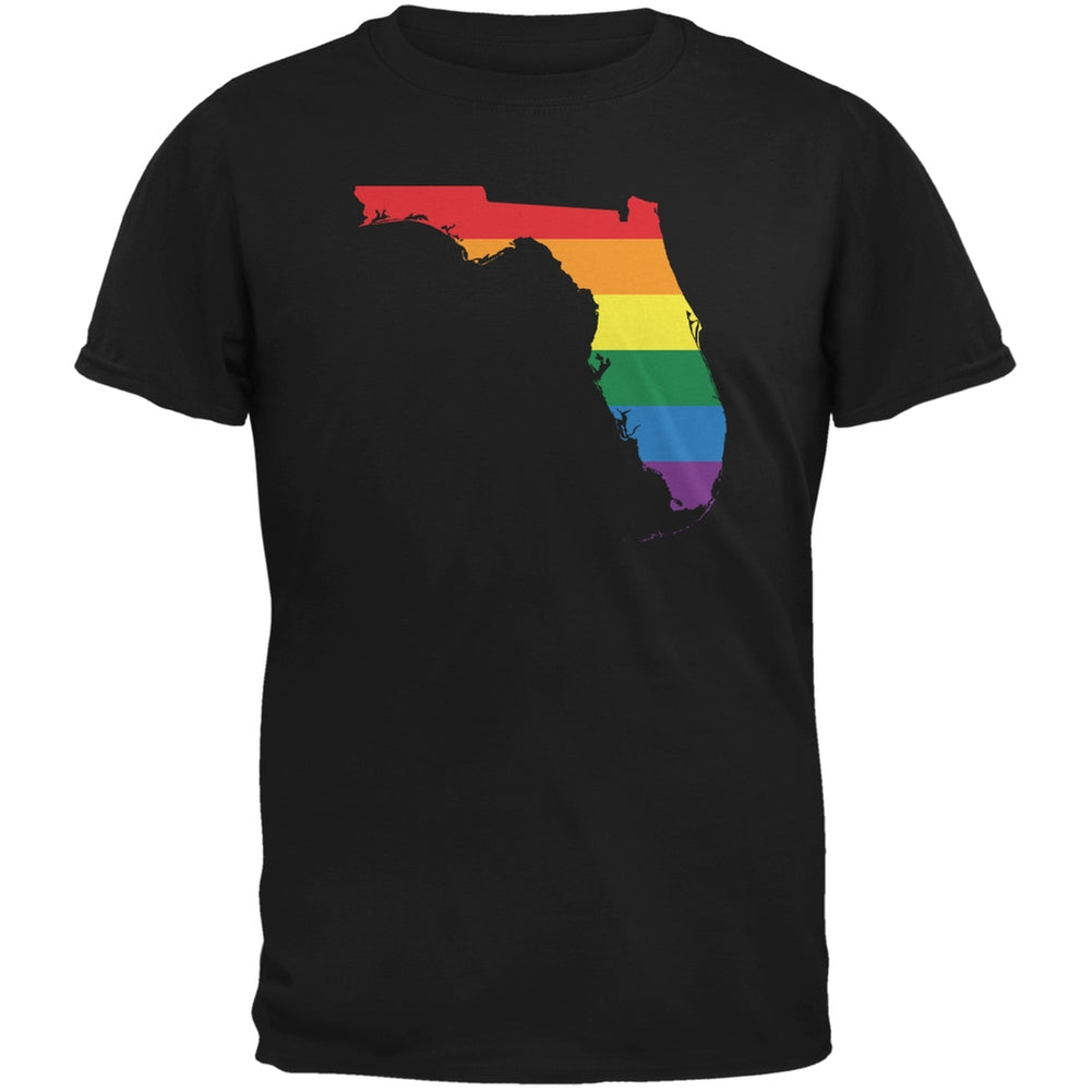 Florida LGBT Gay Pride Rainbow Black Adult T-Shirt Men's T-Shirts Old Glory 2XL Black 