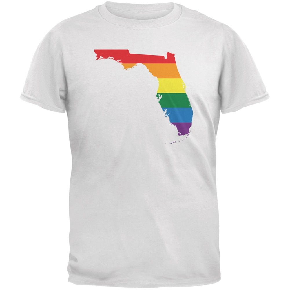 Florida LGBT Gay Pride Rainbow White Adult T-Shirt Men's T-Shirts Old Glory 2XL White 