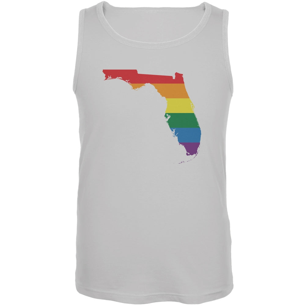 Florida LGBT Gay Pride Rainbow White Adult Tank Top Men's Tank Tops Old Glory 2XL White 