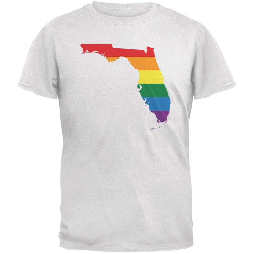 Florida LGBT Gay Pride Rainbow White Youth T-Shirt Youth T-Shirts Old Glory LG White 