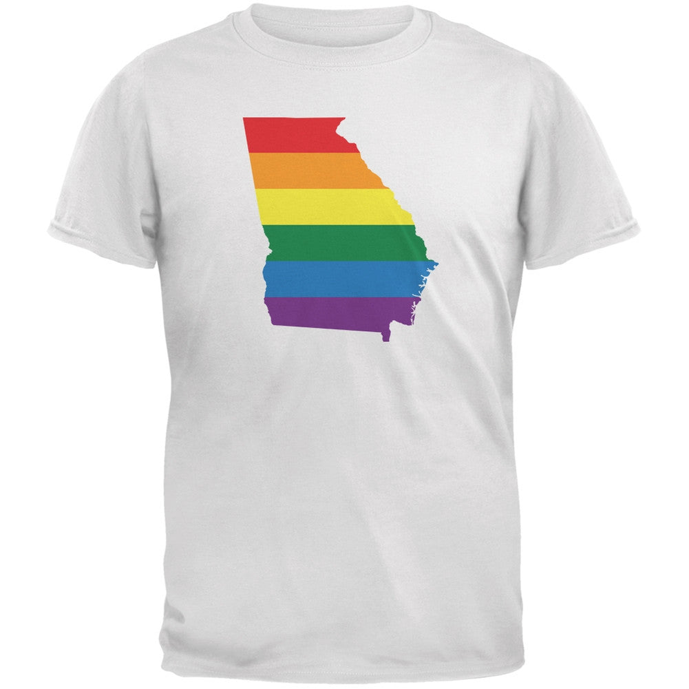 Georgia LGBT Gay Pride Rainbow White Adult T-Shirt Men's T-Shirts Old Glory 2XL White 