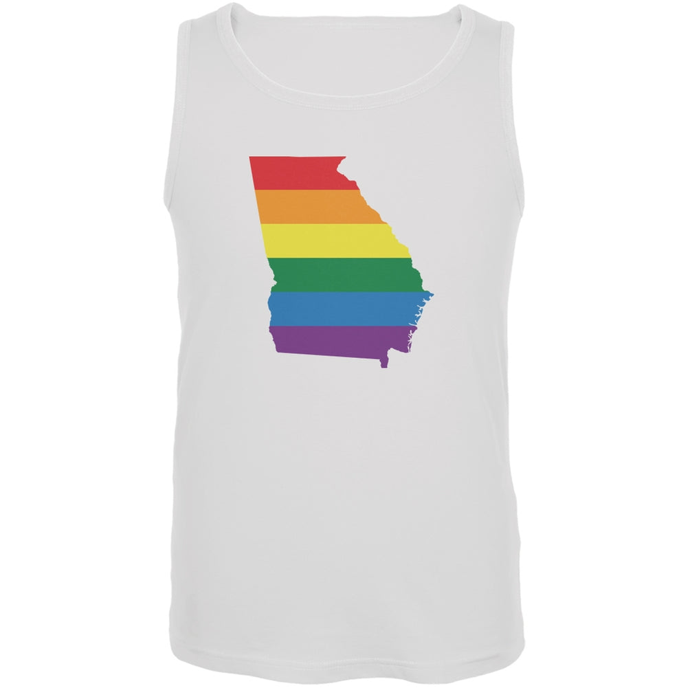 Georgia LGBT Gay Pride Rainbow White Adult Tank Top Men's Tank Tops Old Glory 2XL White 