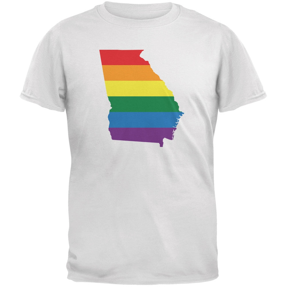 Georgia LGBT Gay Pride Rainbow White Youth T-Shirt Youth T-Shirts Old Glory LG White 