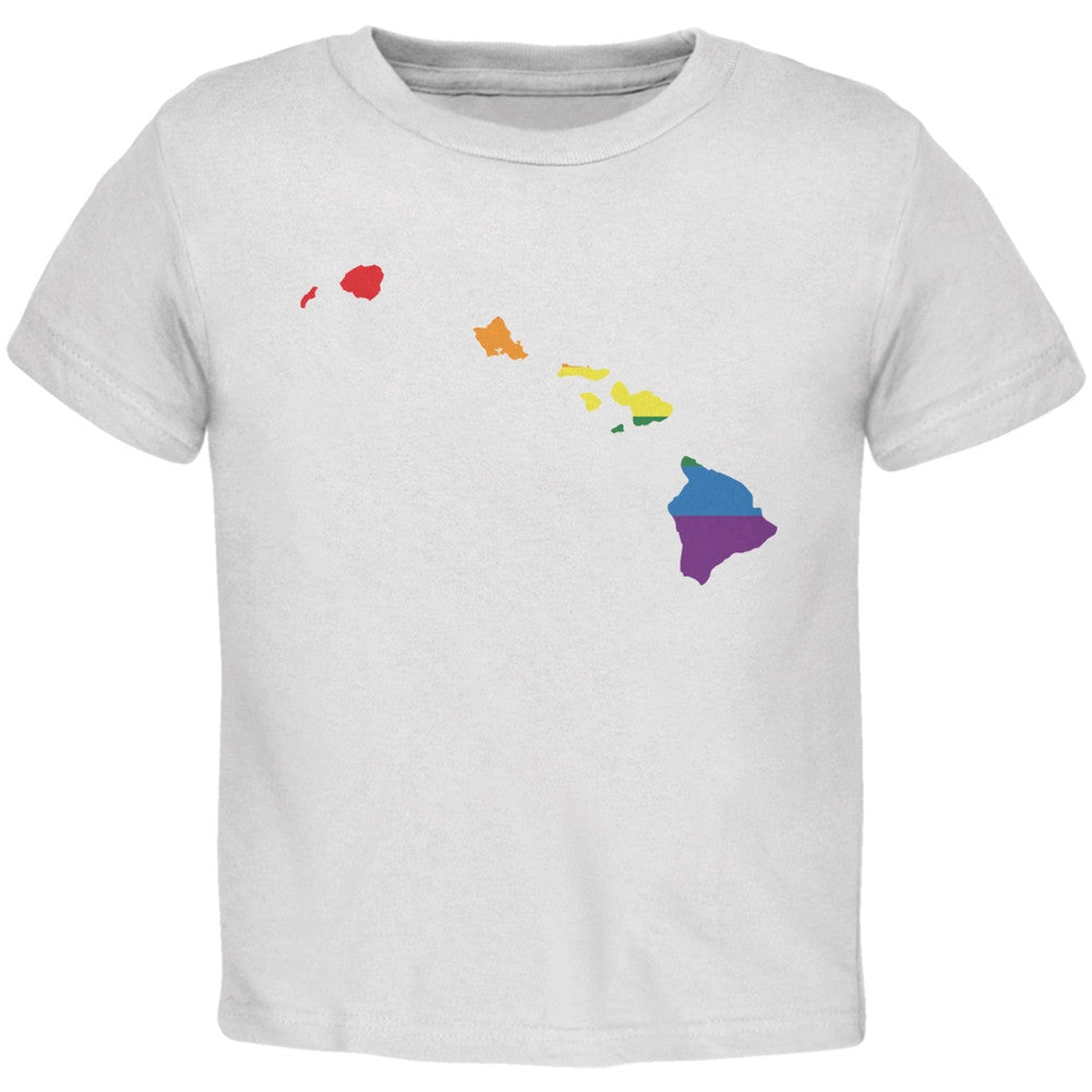 Hawaii LGBT Gay Pride Rainbow White Toddler T-Shirt Toddler T-Shirts Old Glory 2T White 